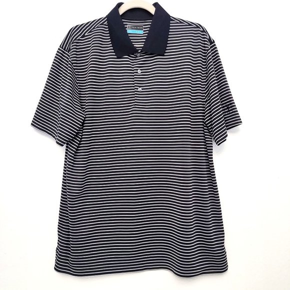 PGA Tour Other - PGA Tour Midnight Blue & White Striped Short Sleeve Polo Shirt Size XL